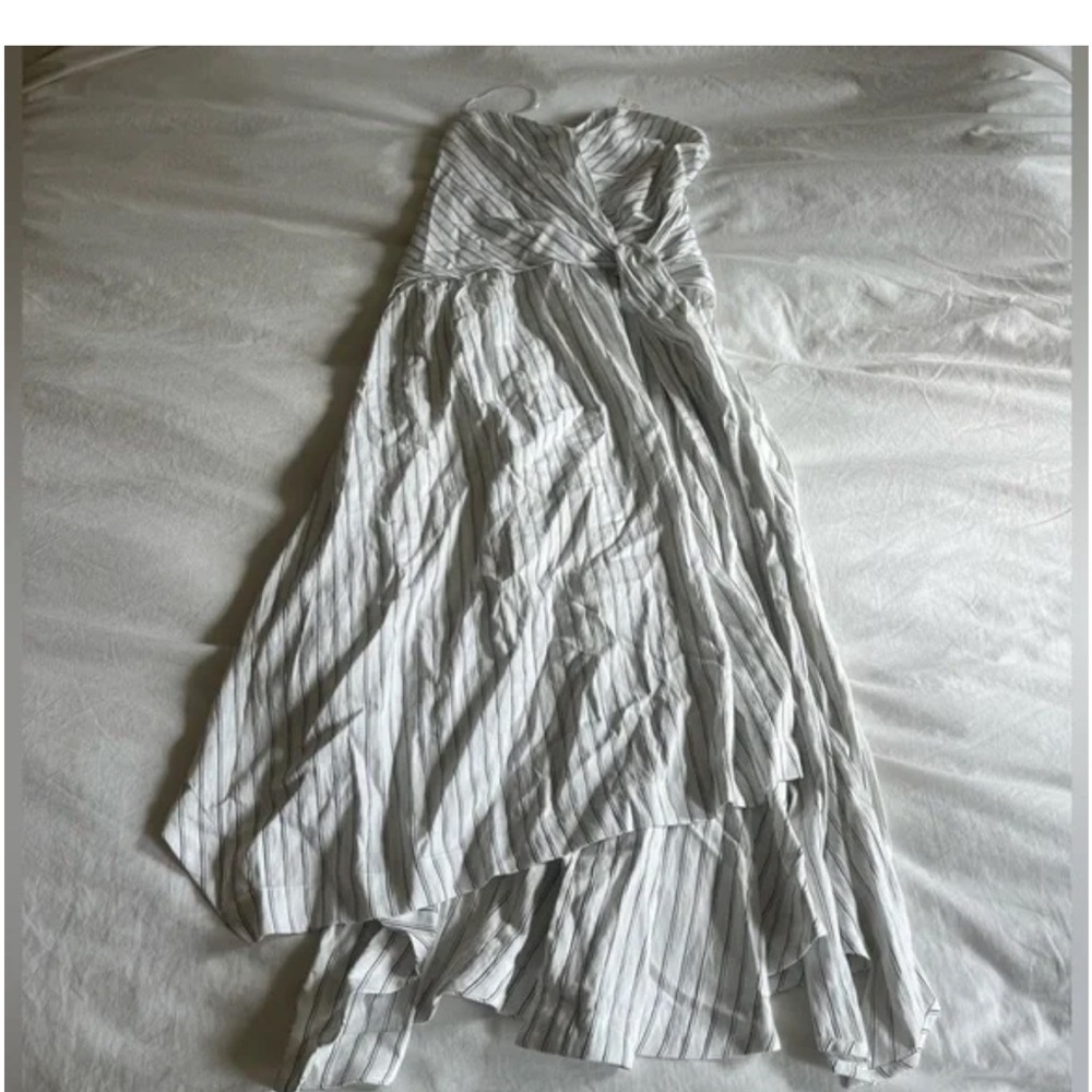 ✅Anthropologie Strapless Hanky-Hem Midi Dress White Black size XL - Picture 9 of 9